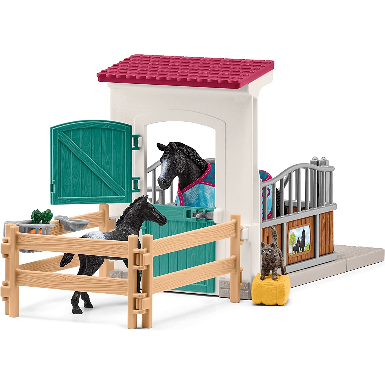 Schleich 42611 Pferdebox mit Stute und Fohlen