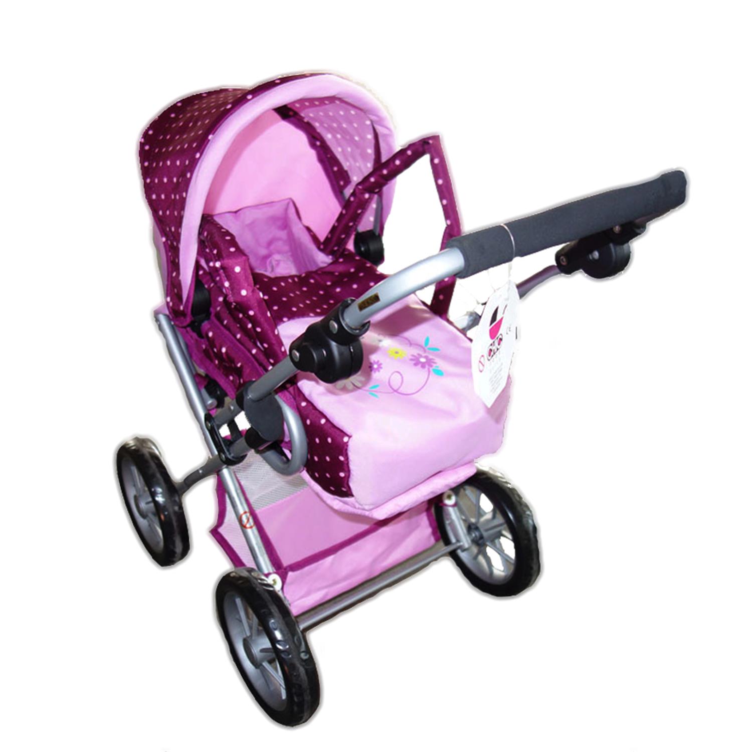 Bayer Chic 2000 560-29 Kombi-Puppenwagen LENI, Dots Brombeere