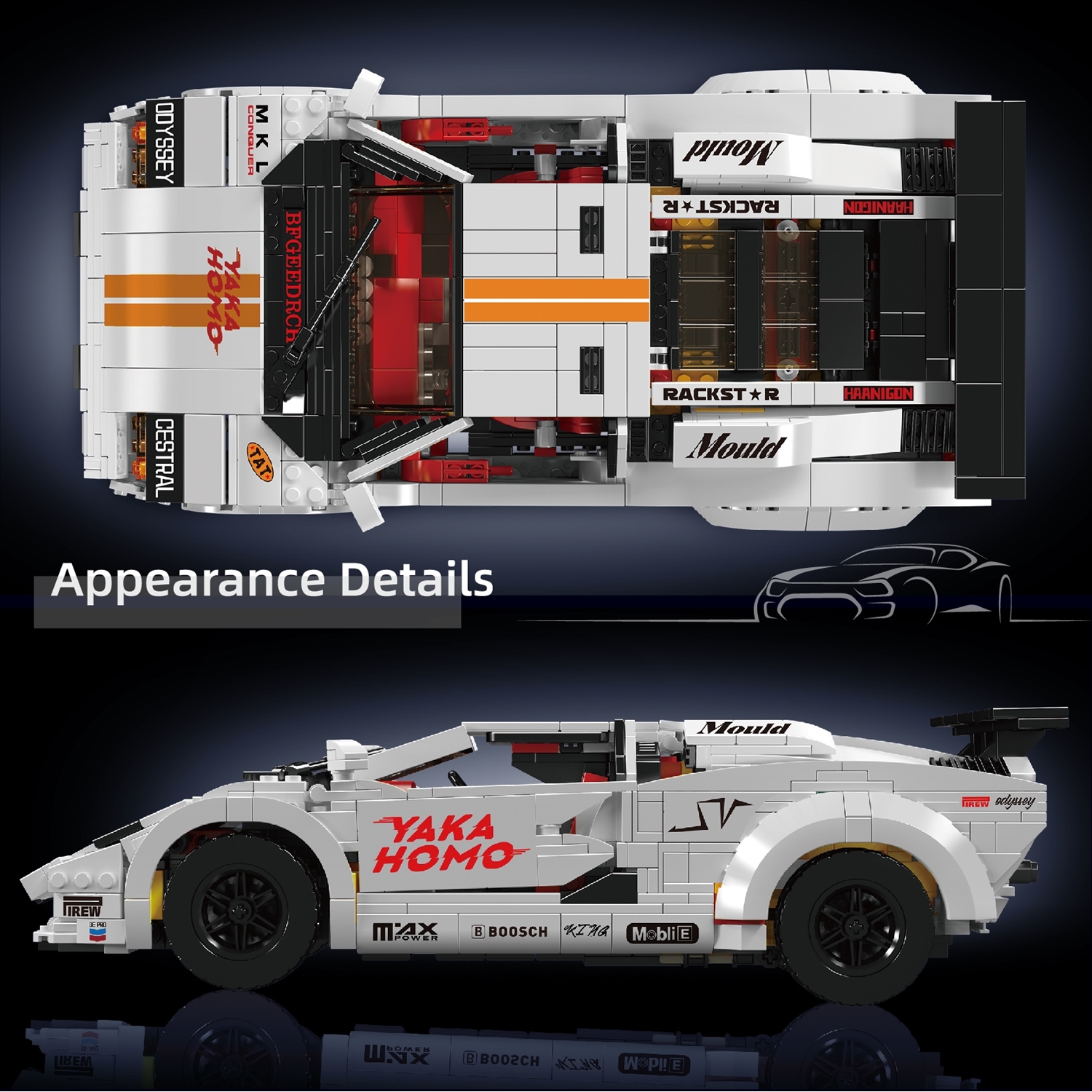 Mould King 13194 RC Sportwagen Lambo-Coutach weiß