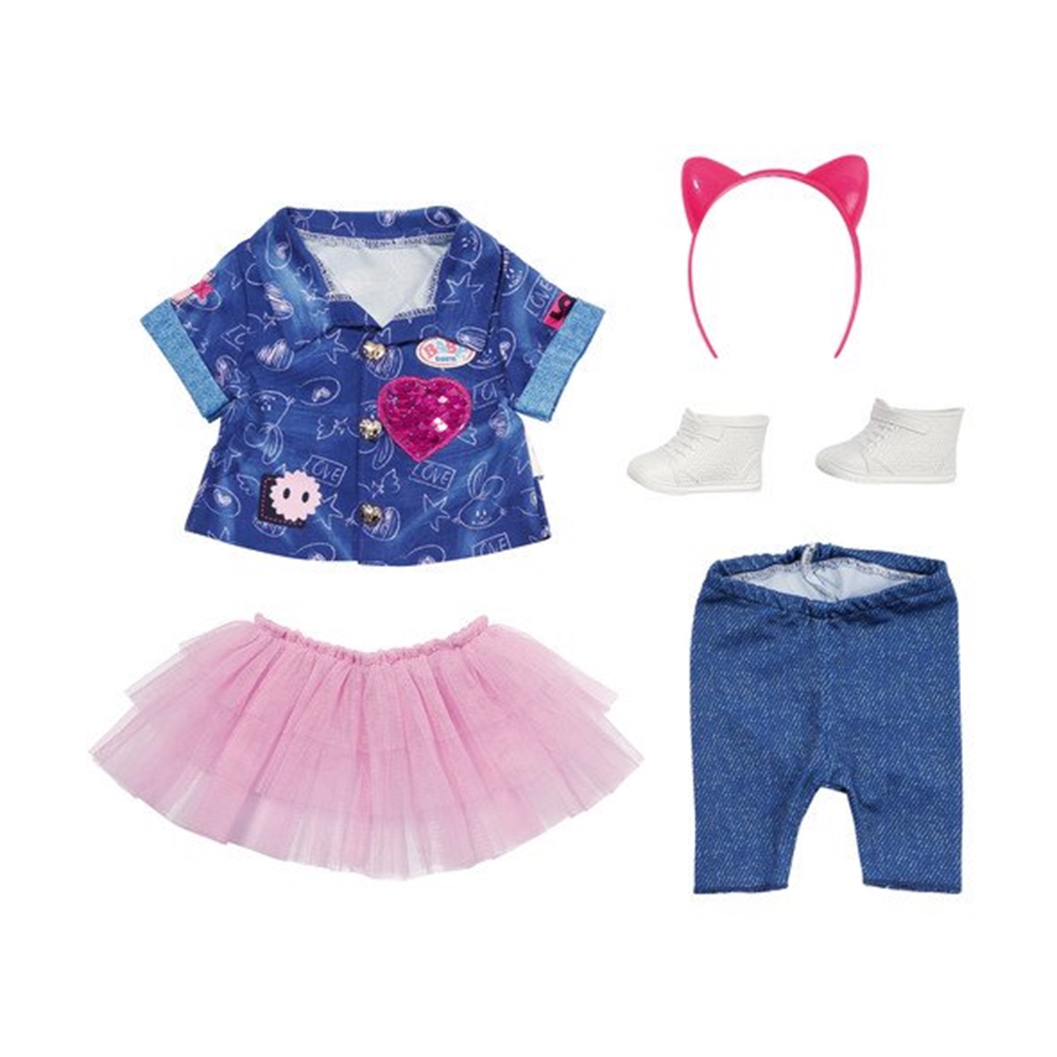 Zapf Creation 829110 BABY born Deluxe Jeans Kleid Set 43cm