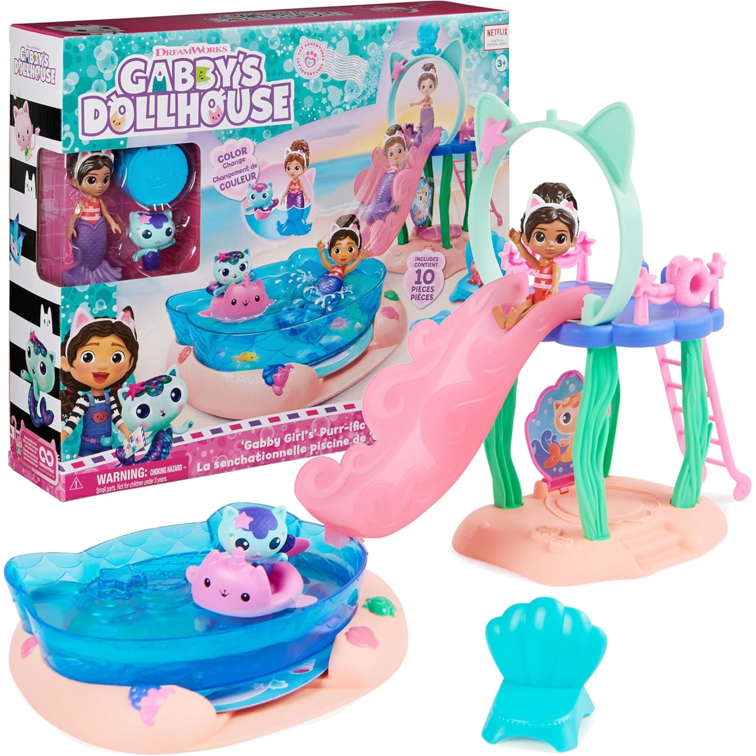 Spin Master 6067878 Gabby's Dollhouse – Pool Spielset (Cat Adventures)