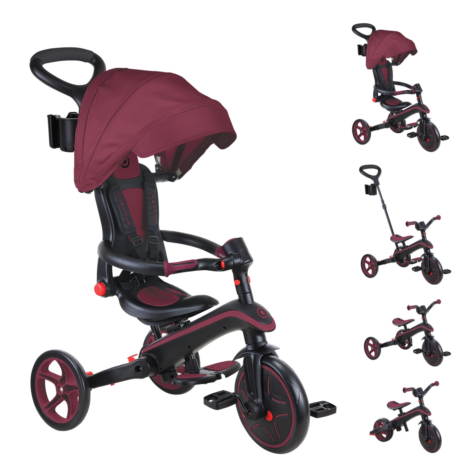 Globber 732-202-2 GLOBBER EXPLORER TRIKE FOLDABLE 4in1 dunkelrot