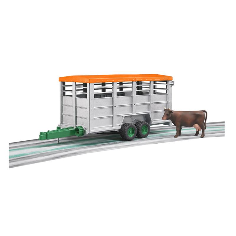 Bruder 02227 Viehtransportanhänger mit 1 Kuh