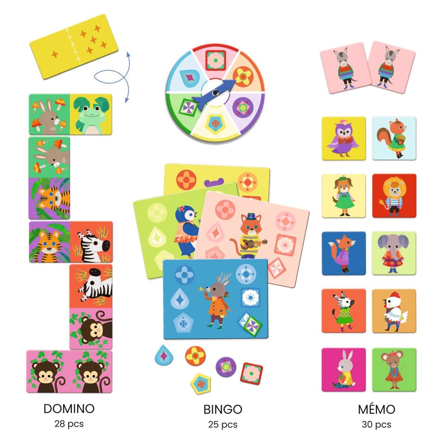 Djeco DJ08143 Lernspiele: Bingo, Memo, Domino Kleine Freunde