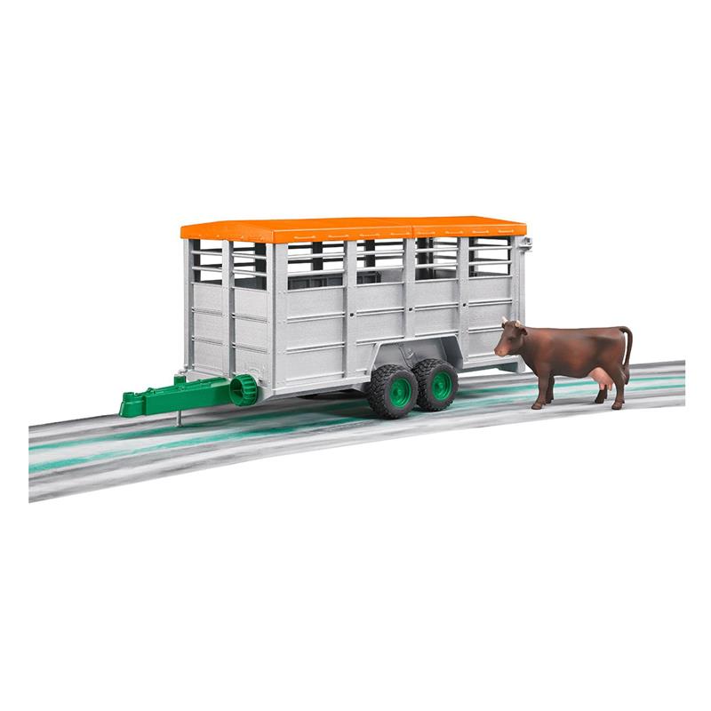 Bruder 02227 Viehtransportanhänger mit 1 Kuh