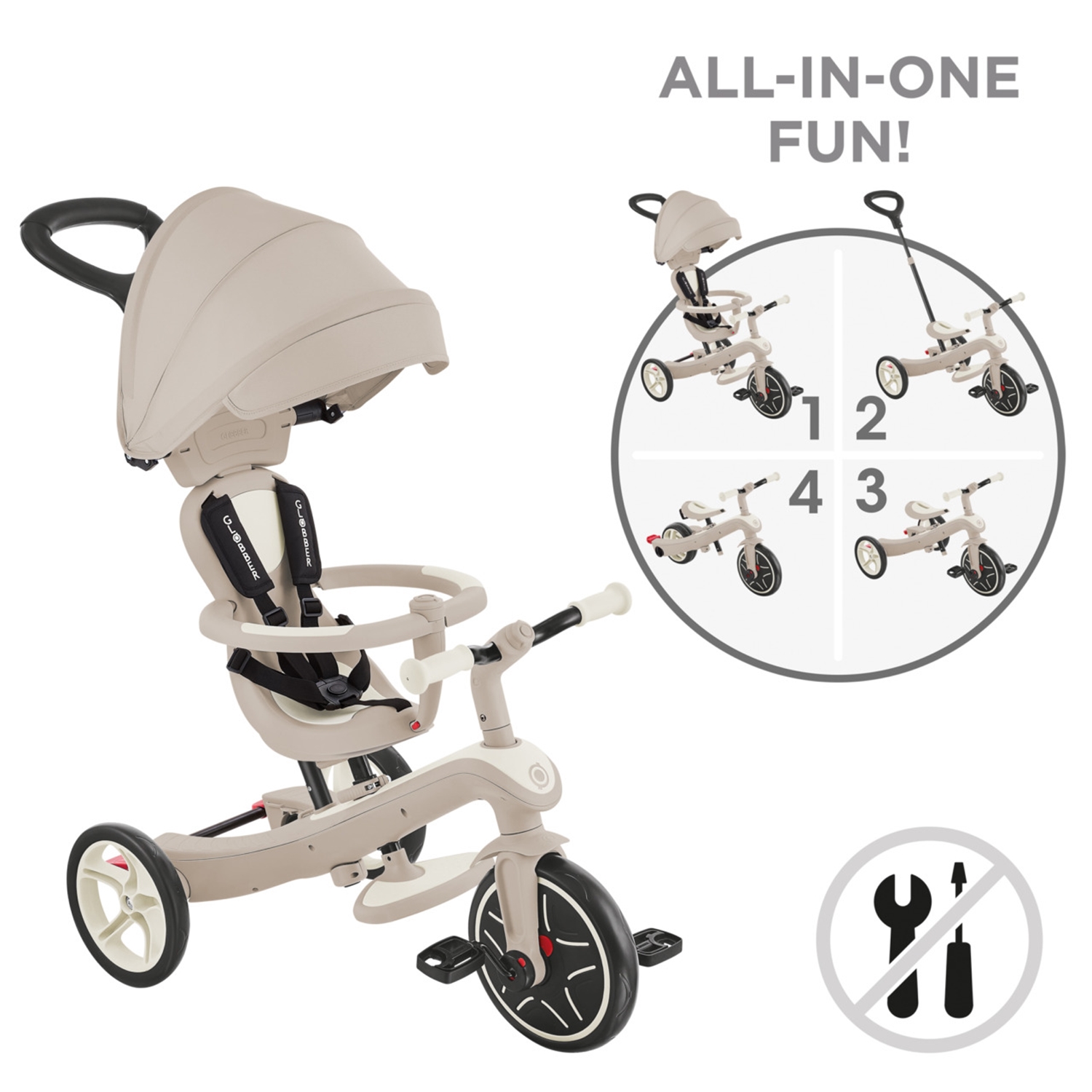 Globber 637-566 GLOBBER EXPLORER TRIKE 4in1 ECO kokos weiß