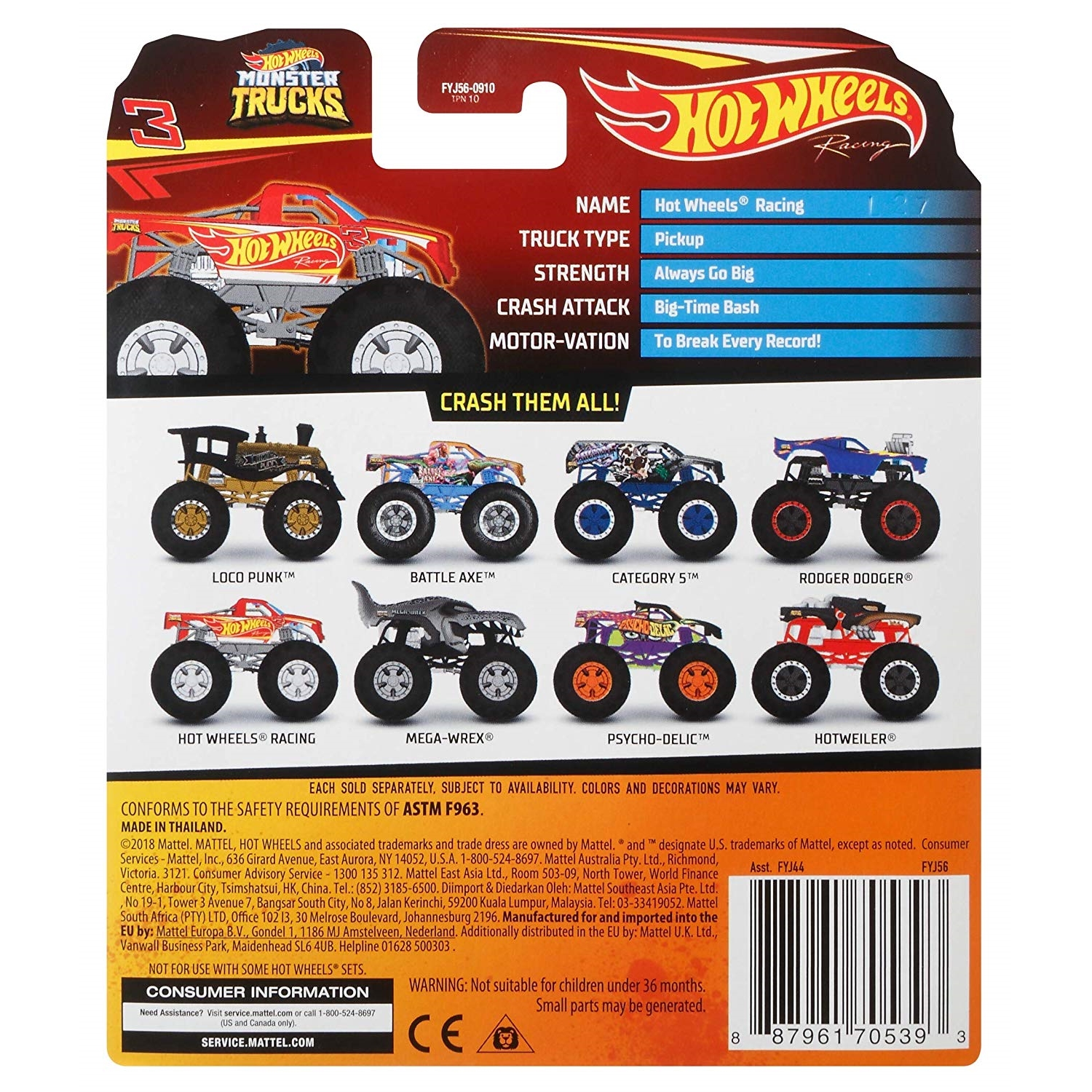 Mattel FYJ44 Monster Trucks 1:64 Hot Wheel