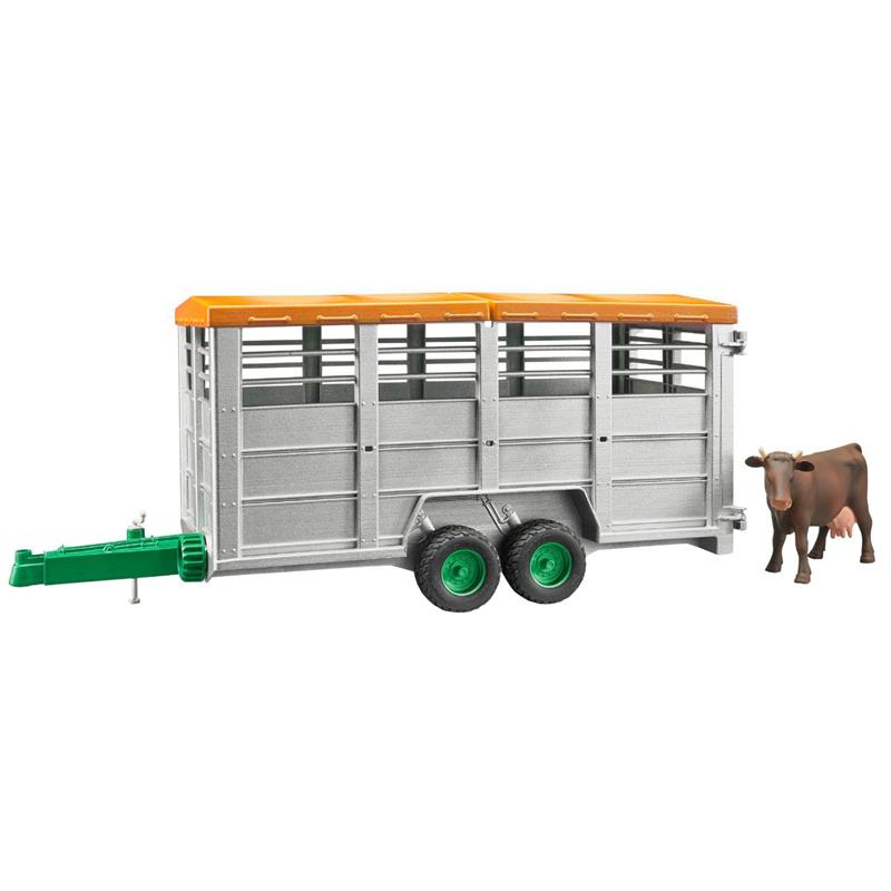 Bruder 02227 Viehtransportanhänger mit 1 Kuh