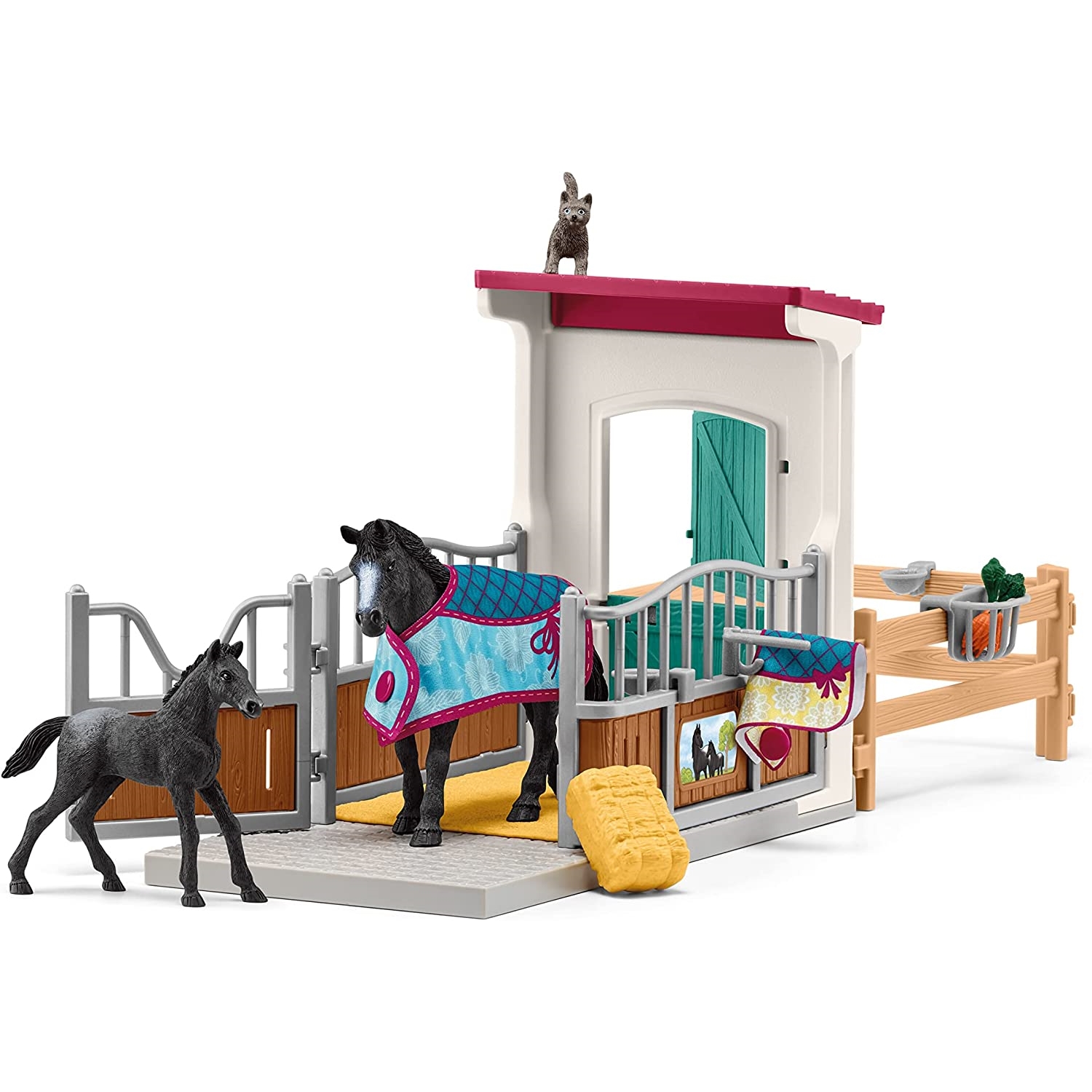 Schleich 42611 Pferdebox mit Stute und Fohlen
