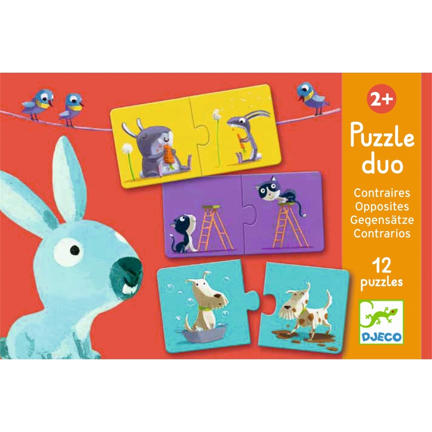Djeco DJ08162 Lernspiel: Puzzle duo/trio: Gegenteile