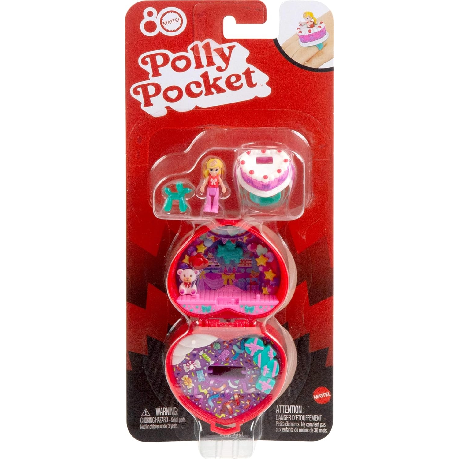 Mattel JGK21 Polly Pocket Mattel 80th Anniversary Ruby Red Ring