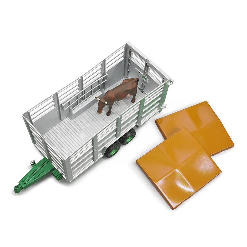 Bruder 02227 Viehtransportanhänger mit 1 Kuh